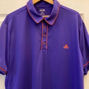 adidas Men’s Golf Polo Shirt Royal Purple with Salmon trim